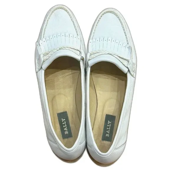 Bally Margy White Tassel Leather Loafer, Size 6.5 - Picture 2 of 6